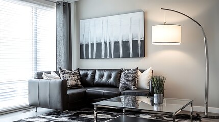 Modern Interior Design Featuring a Leather Sofa and Stylish Decor