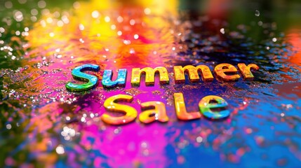 Fototapeta premium Colorful summer sale text on vibrant background