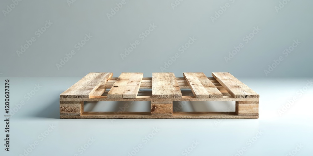 Aufkleber wooden pallet viewed from the front positioned centrally on a light gray background with a smooth su