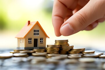 Hand placing house model on coins (1)