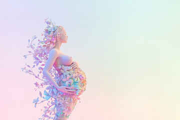 Highly detailed 3D digital illustration of a pregnant woman.