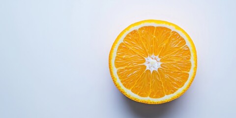 Fototapeta premium Vibrant orange slice positioned centrally on a clean white background showcasing bright color and detailed texture ideal for food visuals