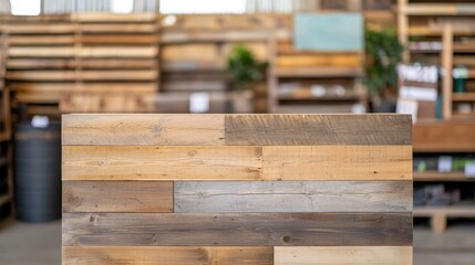 Colorful handmade and Crafted from Upcycled Denim Concept, Custom Furniture Display Made from Reclaimed Barn Wood in a Rustic Setting for Unique Home Decor