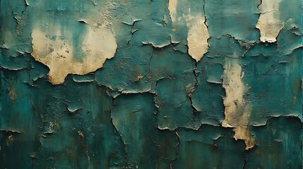 Obraz premium Cracked teal paint wall background