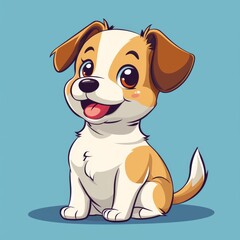 Fototapeta premium Cute Cartoon Puppy Sitting with a Happy Expression and Bright Colors