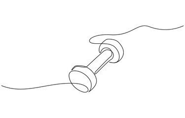 Barbel in one continuous single line art drawing style Gym fitness sports concept vector illustration, Continuous one line drawing of Dumbbell - Barbell gym equipment, Drawing of dumbbell.