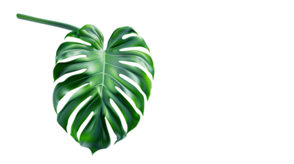 Vibrant Monstera Leaf with Splits and Holes on Transparent Background, PNG