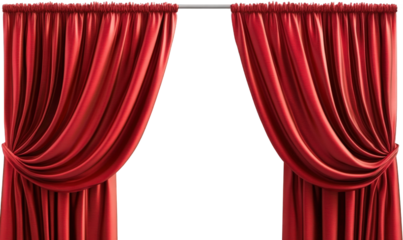 A curtain made of red velvet fabric