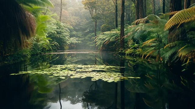Explore the tranquil beauty of Australia&acirc;&euro;&trade;s rainforest landscape in Tasmania surrounded by lush foliage, Australia rainforest nature landscape Travel to Tasmania and explore wildlife