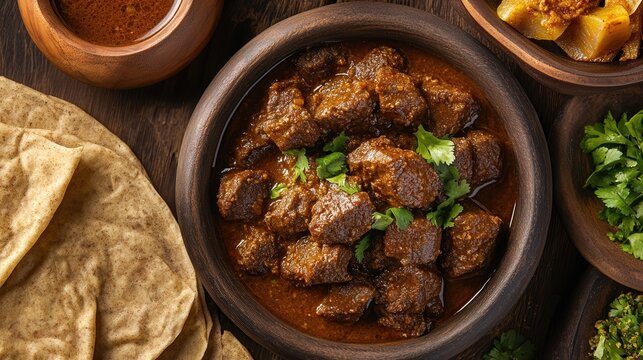 Eritrean zigni, a spicy beef stew served with injera.