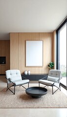 Fototapeta premium A minimalist room with a focus on clean lines and neutral tones.