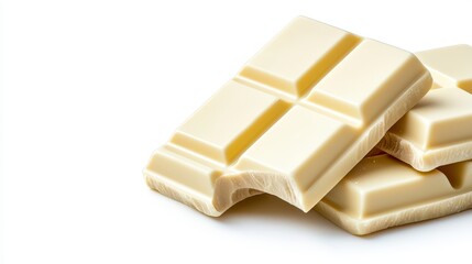 A decorative pile of creamy white chocolate pieces perfect for desserts, baking, and gourmet treats on a wooden background