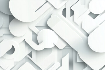 Modern abstract background featuring overlapping geometric shapes in white tones, creating clean and minimalist aesthetic. Ideal for corporate design and branding