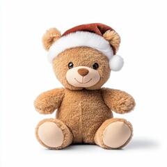 Plush Teddy Bear With Festive Santa Claus Hat Celebration of Winter Holiday Season Joy and Festive Spirit