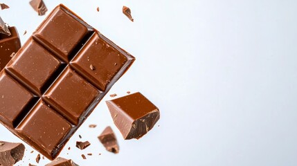 Pile of rich chocolate pieces surrounded by a bitter taste element, highlighting contrast of flavors in confectionery