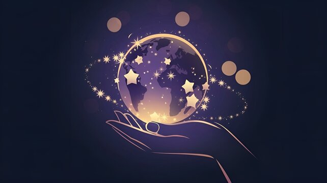 The Magical Hand-Held Starry Light Globe with Warm Bokeh Glow uses stars to visually represent users' opinions and experiences in the digital era of reviews and ratings.