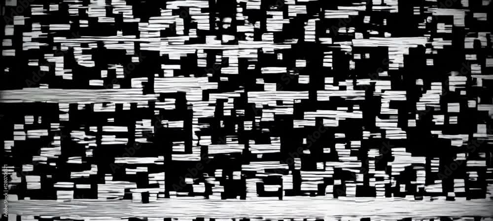 Poster abstract glitch animation with pixelated patterns and dynamic digital movement