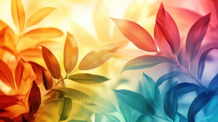 Fototapeta premium An abstract illustration with colorful jungle leaves, evoking the energy and vibrancy of summer