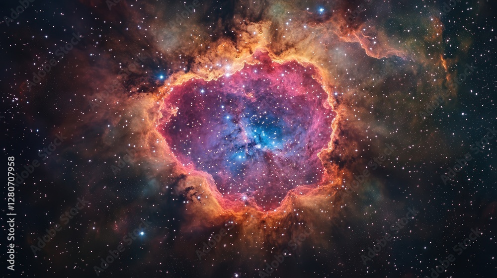 Canvas Prints deep-space astrophotograph capturing the rosette nebula, with its intricate floral-like patterns