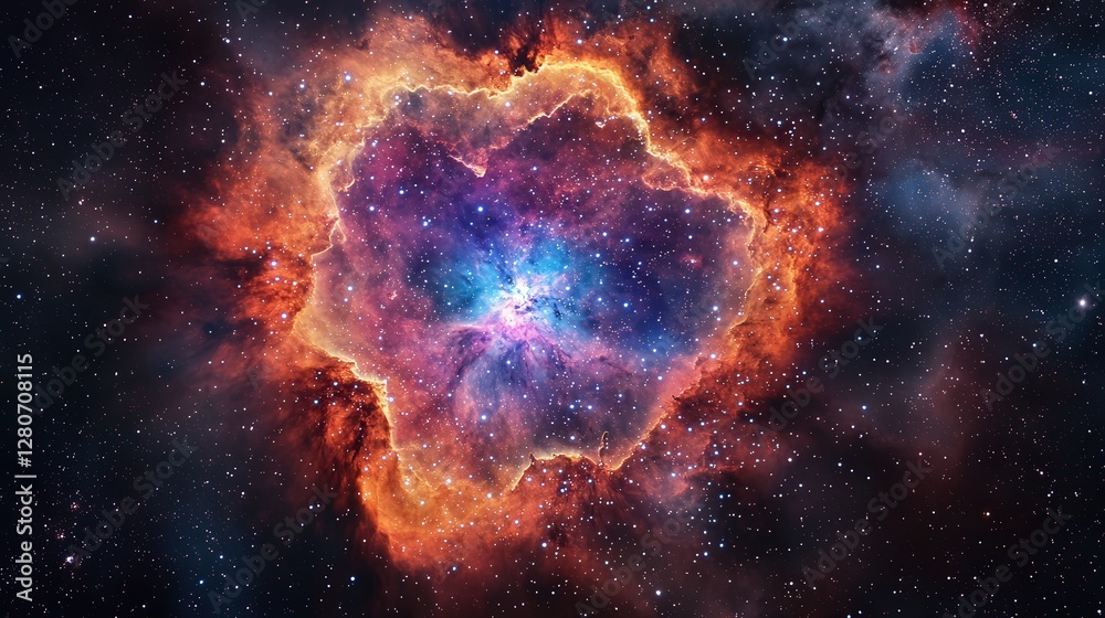 Wall mural deep-space astrophotograph capturing the rosette nebula, with its intricate floral-like patterns.