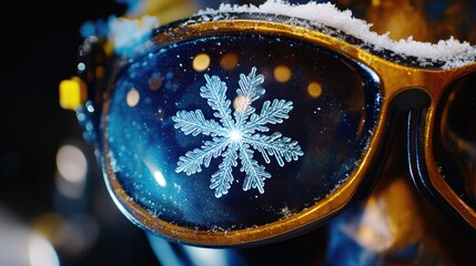 A pair of sunglasses featuring a unique design with a snowflake motif