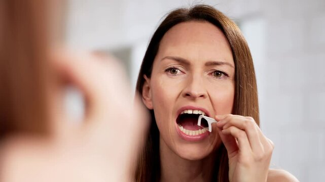 Close-up Of A Woman's Hand Cleaning Teeth