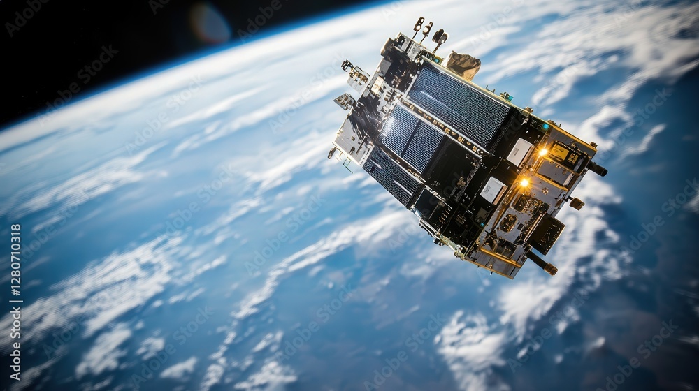 Poster zero-gravity optimized microchip, ensuring flawless performance in space.