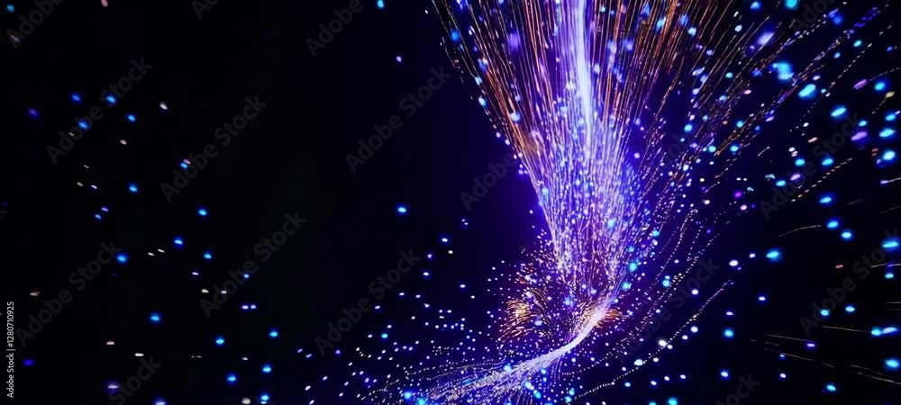 Poster dynamic light trails creating mesmerizing abstract patterns in motion against a dark background