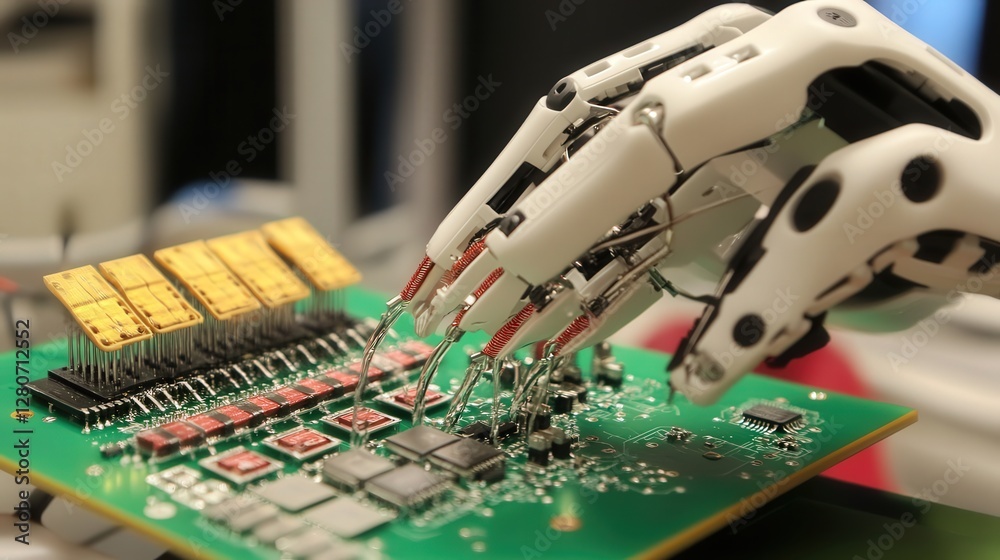 Poster ai-driven microchip, capable of self-diagnosing errors, repairing damage, and optimizing its own eff