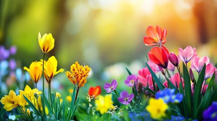 Fototapeta premium Spring flowers in the garden in nature.