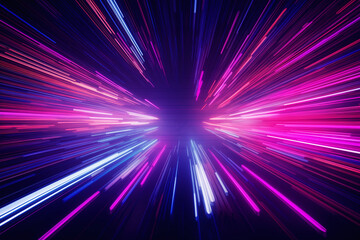Dynamic neon streaks in radiant pink and purple create vibrant visual effect, evoking sense of energy and movement