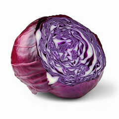 Obraz premium Fresh sliced red cabbage on transparent background