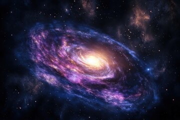 Fototapeta premium Vibrant spiral galaxy with glowing center and colorful cosmic dust