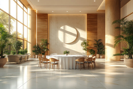Elegant indoor venue with natural light for events and gatherings in a contemporary setting