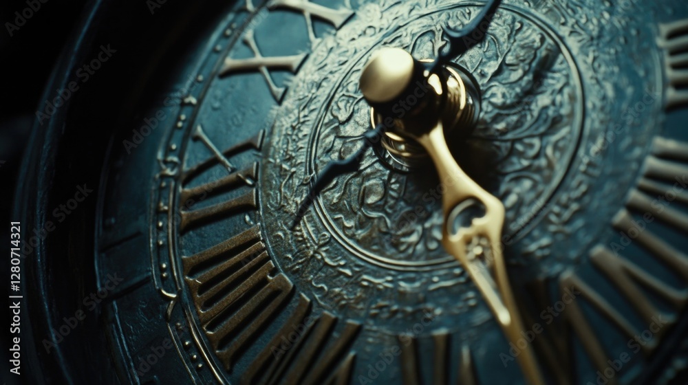 Leinwandbilder A close-up view of a clock with Roman numerals, ideal for use in design and visual projects