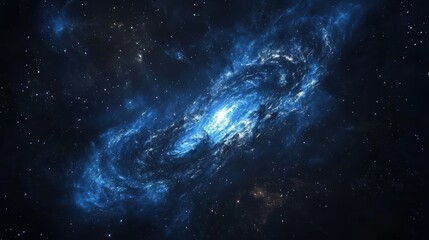 Fototapeta premium deep-space night sky image, showcasing a vivid galaxy cluster against a black cosmic void.