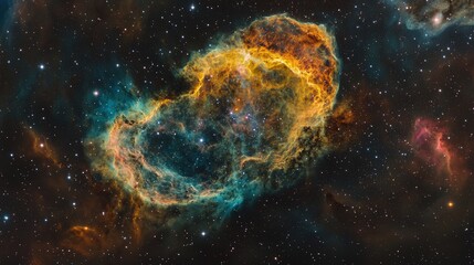 Obraz premium supernova remnant, showcasing the colorful aftermath of a stellar explosion.