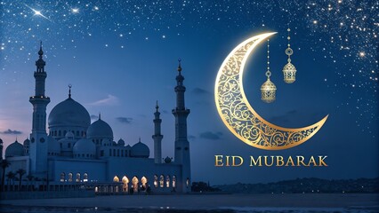 Create a mesmerizing Eid Mubarak composition with elegant Arabic calligraphy and rich textures.