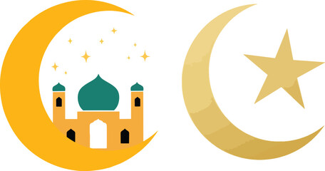 islamic logo icon with mosque moon and star stock photos