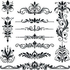 Monochrome Cosmonaut Text Dividers In Vintage Style For Decoration And calligraphic Design On White Background