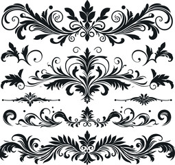 Monochrome Cosmonaut Text Dividers In Vintage Style For Decoration And calligraphic Design On White Background