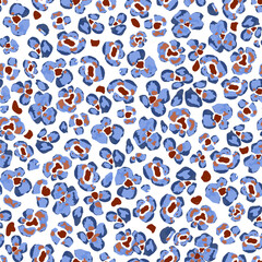 Bright Leopard Skin Texture Pattern Vector. Naive Abstract Flowers, Seamless Animal Skin Pattern. purple Leopard Camouflage animal. Leopard pattern textile design watercolor animal safari design art. © zenina