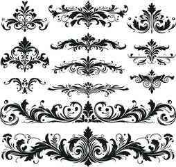 Monochrome Cosmonaut Text Dividers In Vintage Style For Decoration And calligraphic Design On White Background