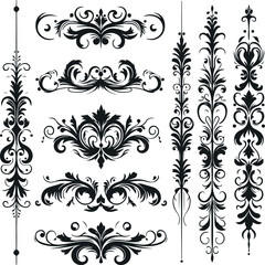 Monochrome Cosmonaut Text Dividers In Vintage Style For Decoration And calligraphic Design On White Background