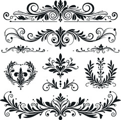 Monochrome Cosmonaut Text Dividers In Vintage Style For Decoration And calligraphic Design On White Background