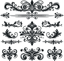 Monochrome Cosmonaut Text Dividers In Vintage Style For Decoration And calligraphic Design On White Background