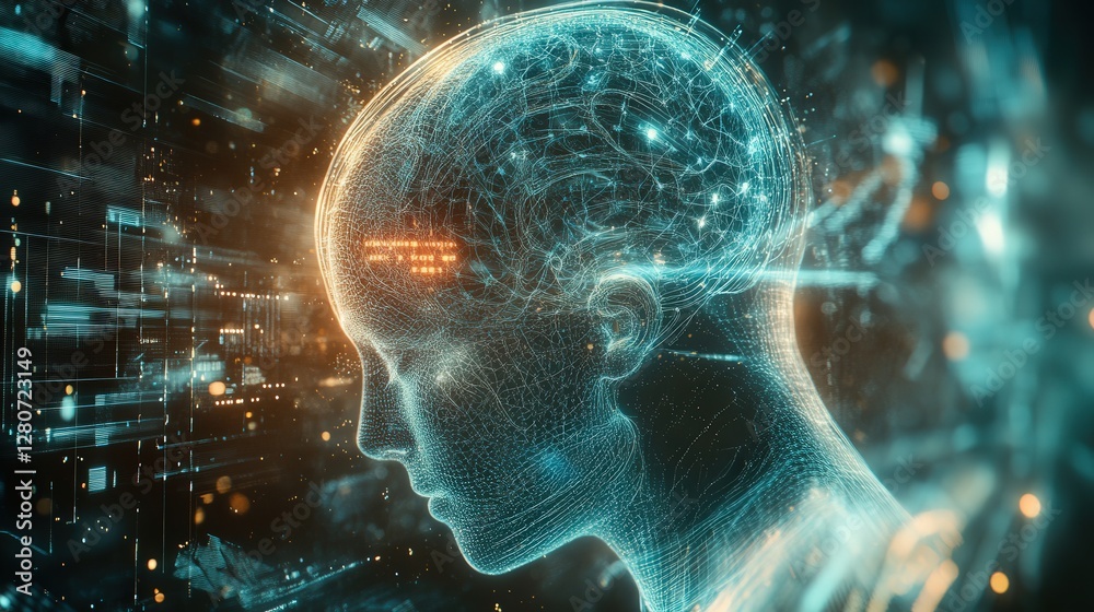 Poster biological and quantum computing microchip, pushing the boundaries of ai intelligence.