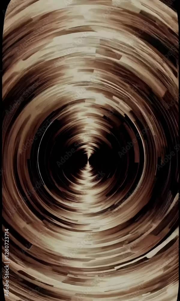 Poster dynamic abstract tunnel with rotating vortex effect and earthy tones