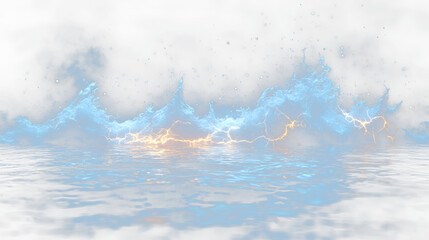 Fototapeta premium a large body of water with a lot of water droplets