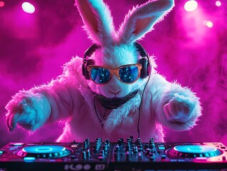 DJ Easter Bunny in Nightclub